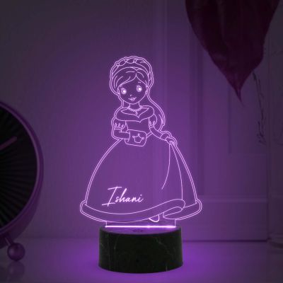 3D Illusion Nice Dream Princess Night Light with Automatic Color Changing Light Customized with Name Gifts for Children Girls
